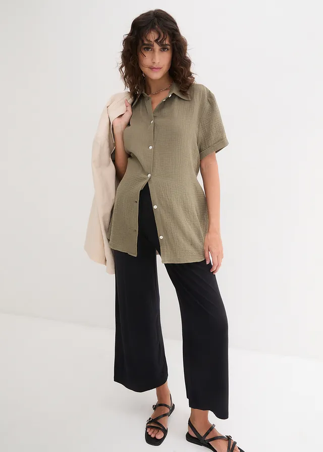 Kismama Culotte nadrág puha viszkózból, Loose Fit, szín: fekete