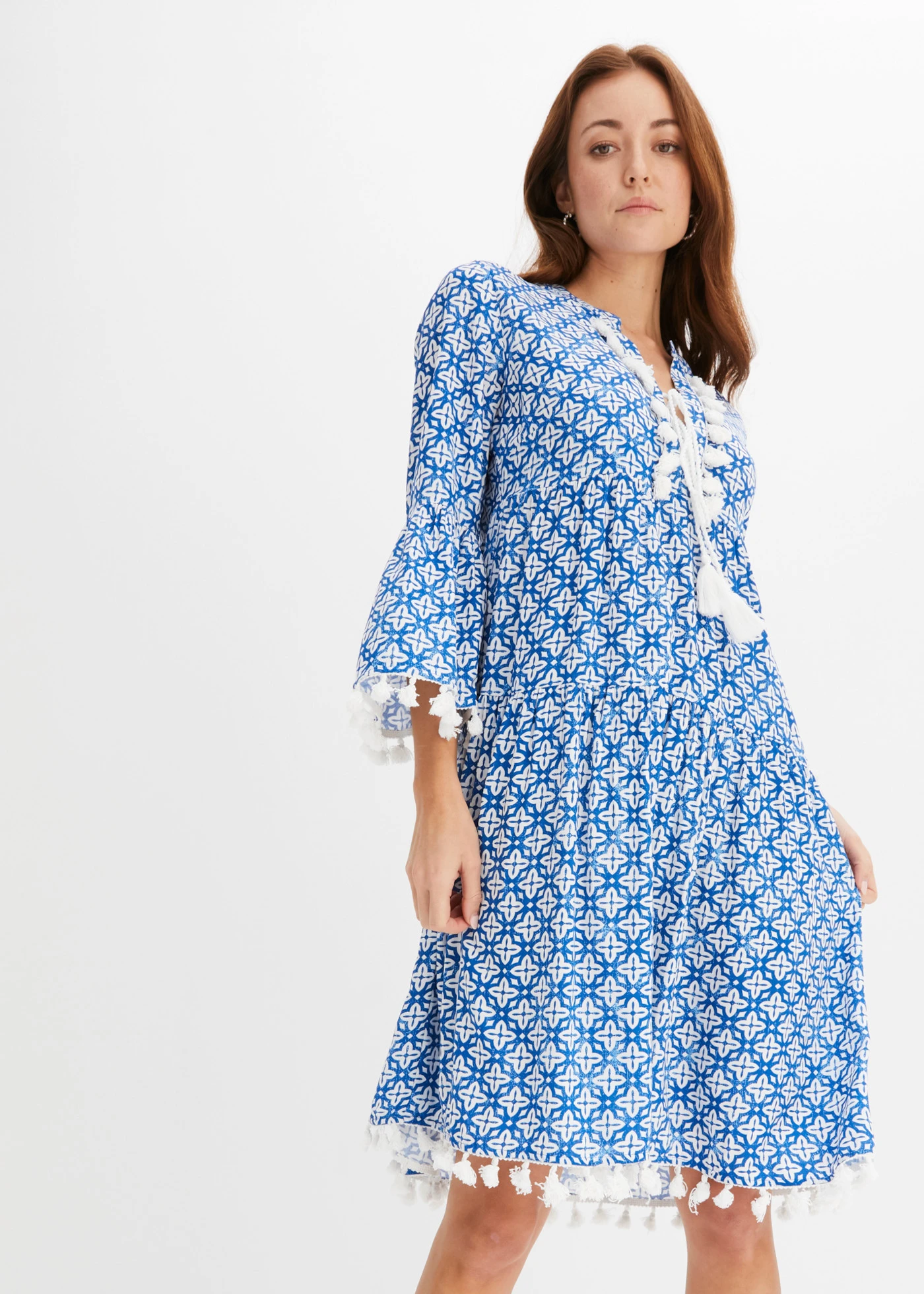 Tuniekjurk van zachte viscose • blauw-wolwit gedessineerd • bonprix online shop