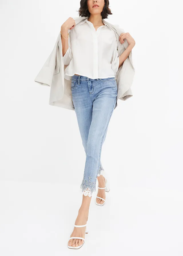 Skinny jeans met kant • blauw denim • product-page.page-title-suffix