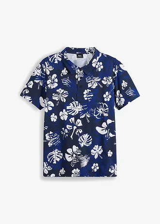 Polo en jersey 100% coton • bleu foncé floral • Boutique bonprix