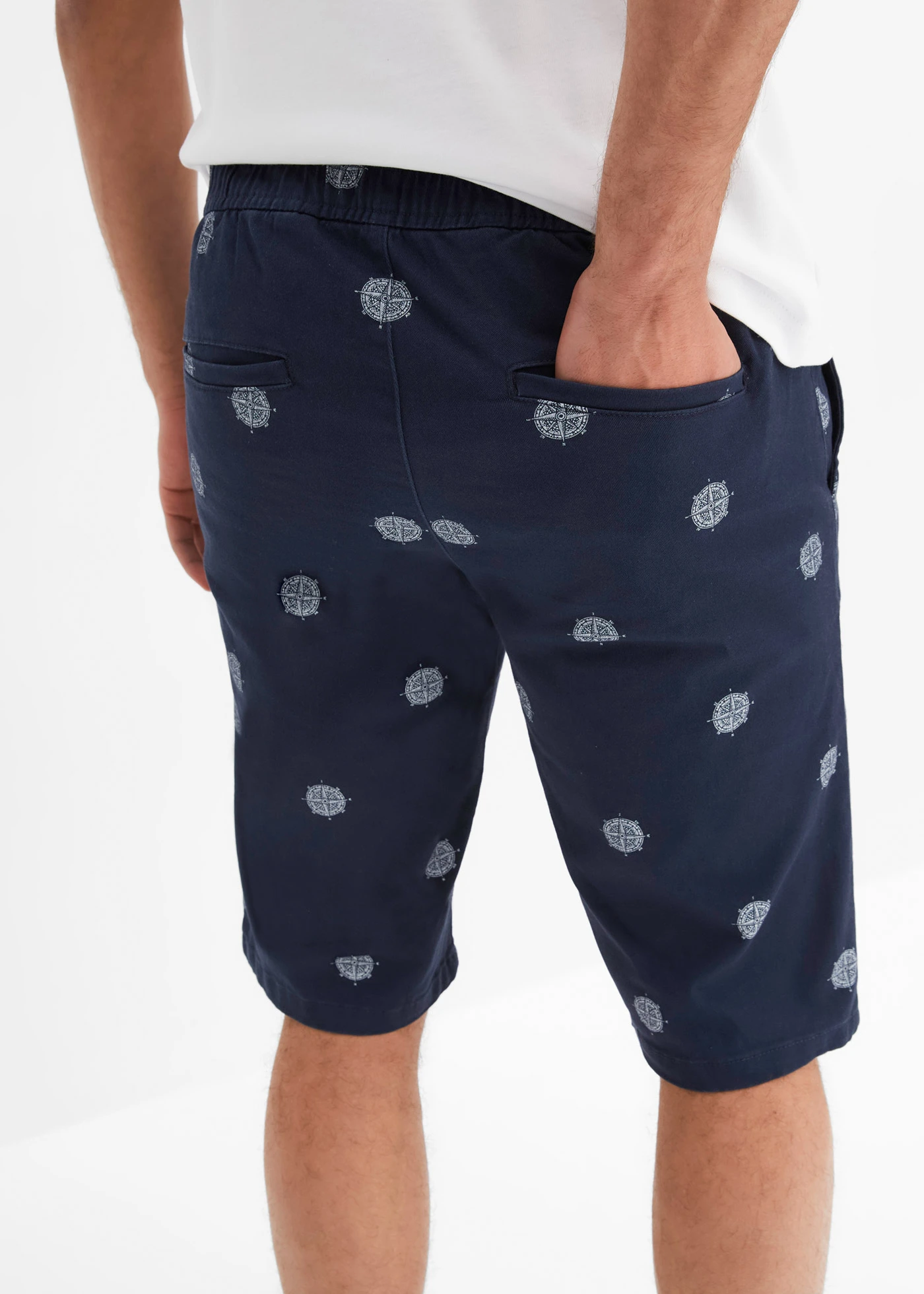 Chino bermuda, regular fit • donkerblauw gedessineerd • bonprix online shop