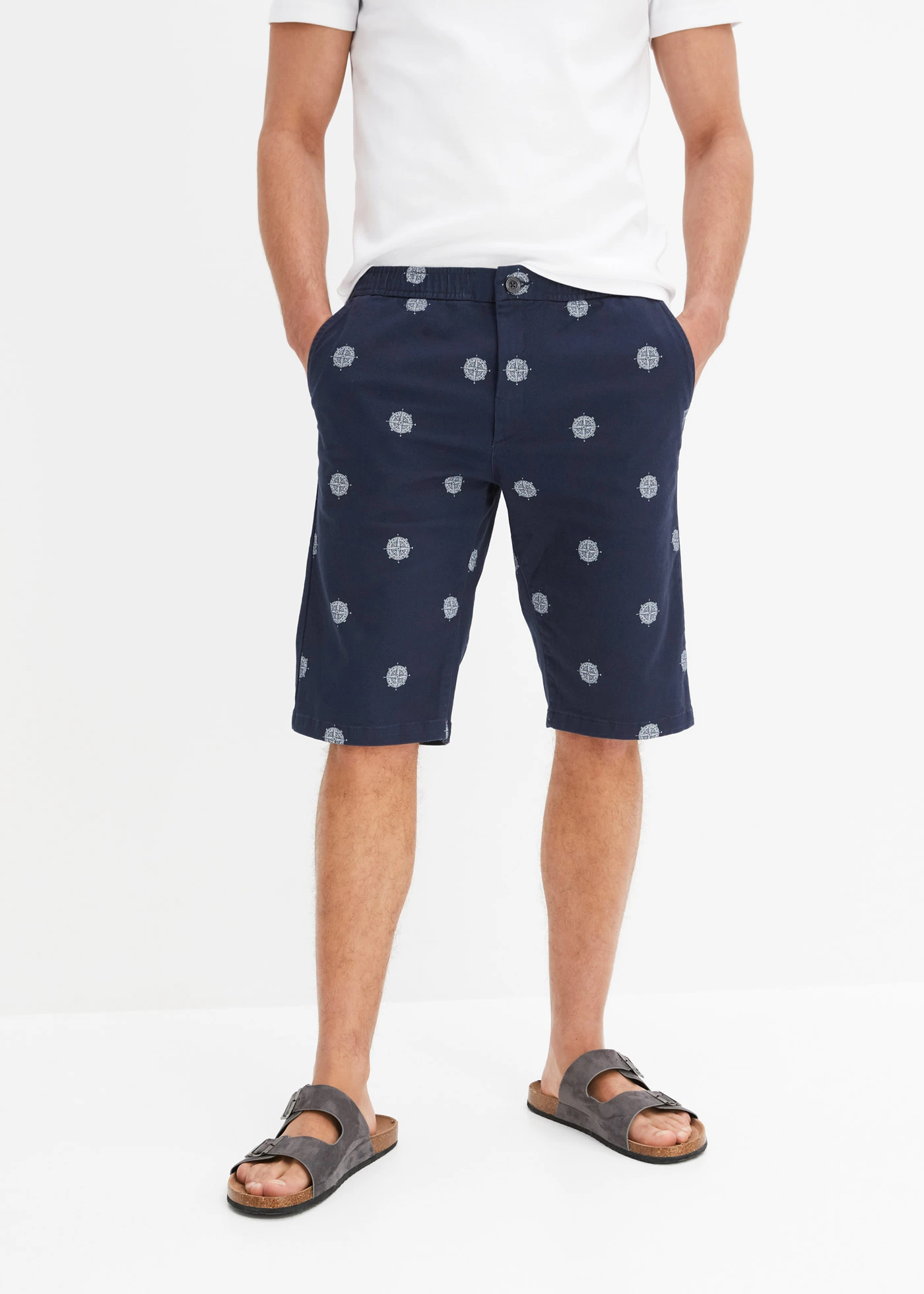 Chino bermuda, regular fit • donkerblauw gedessineerd • bonprix online shop