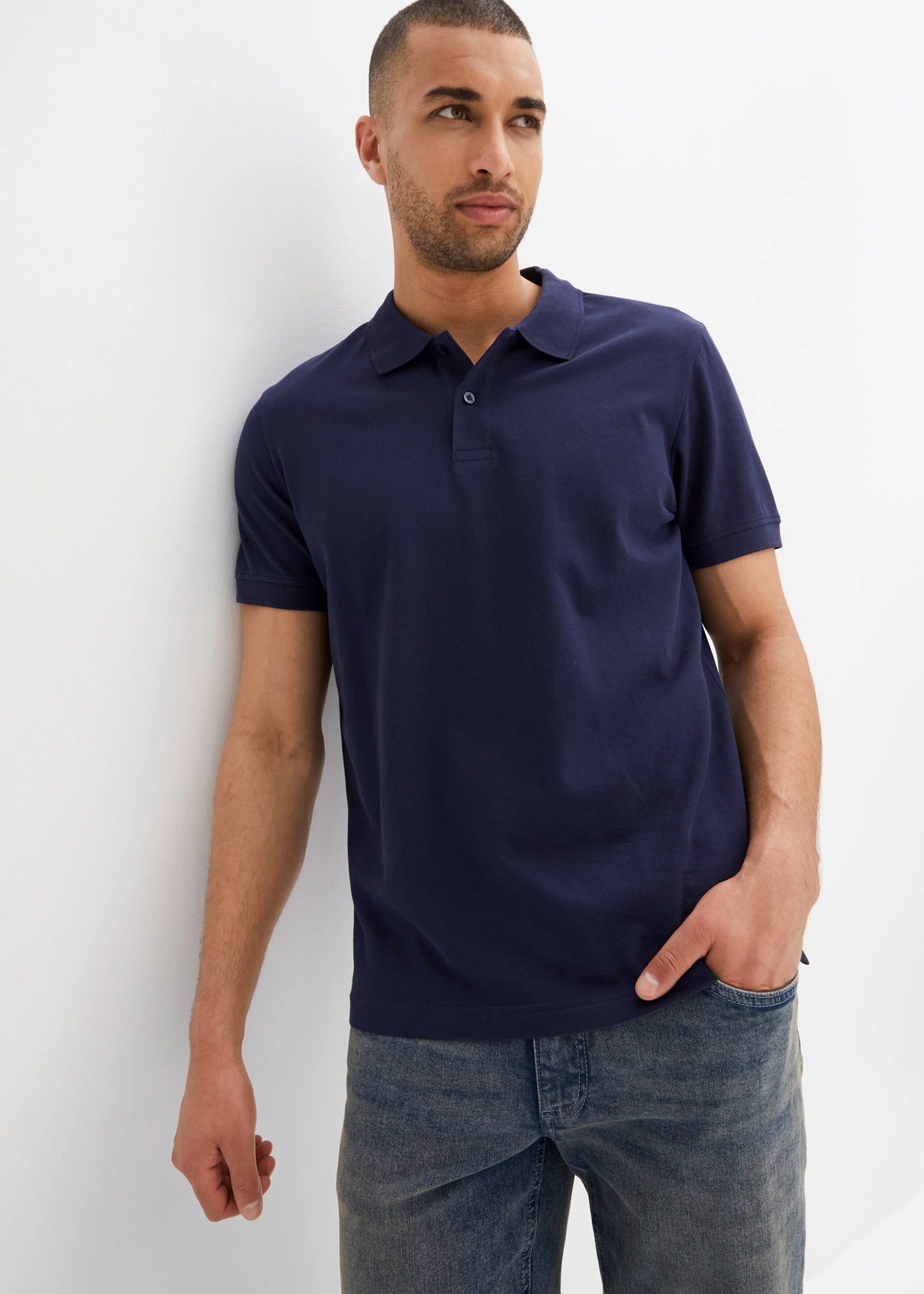 Poloshirt van piqué van biologisch katoen • donkerblauw • bonprix online shop