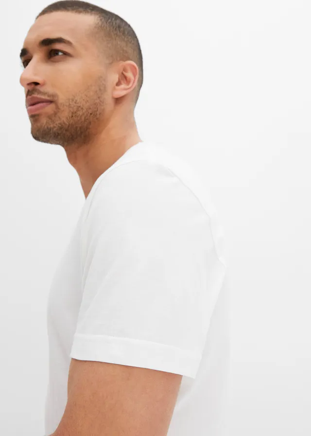 T-shirt met V-hals (set van 3) • 3x wit • product-page.page-title-suffix