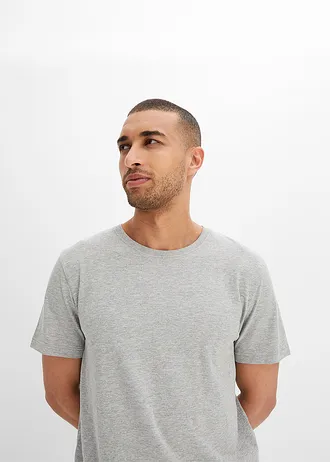 Tricou (set/3 buc.) • gri-antracit marmorat + gri deschis marmorat + negru • magazin bonprix