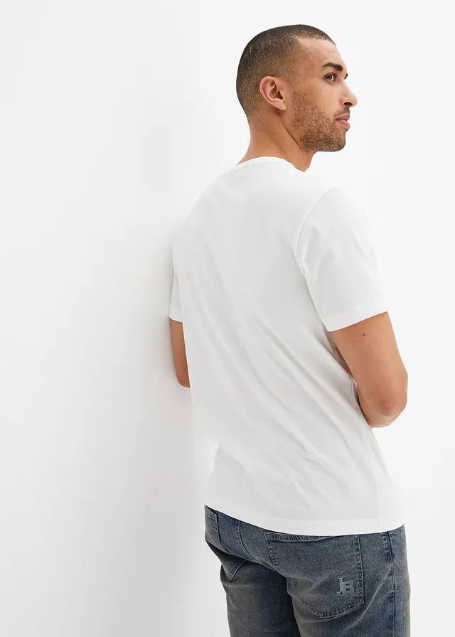 T-shirt met V-hals (set van 3) • 3x wit • product-page.page-title-suffix