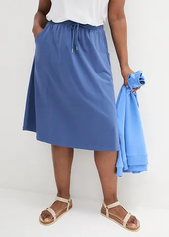 Fustă din jerse din amestec de bumbac, culoare: indigo deschis