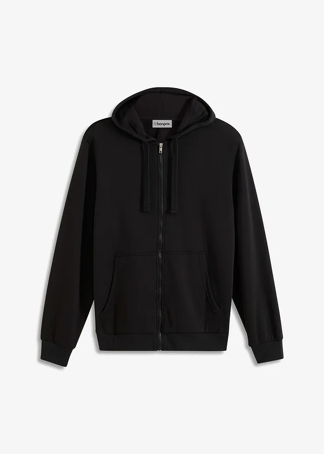 Sweat zippé à capuche, regular, Couleur: noir
