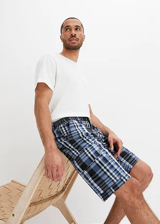 Cargo bermudy s pohodlným pasem, Regular Fit • modrá kostka • bonprix obchod