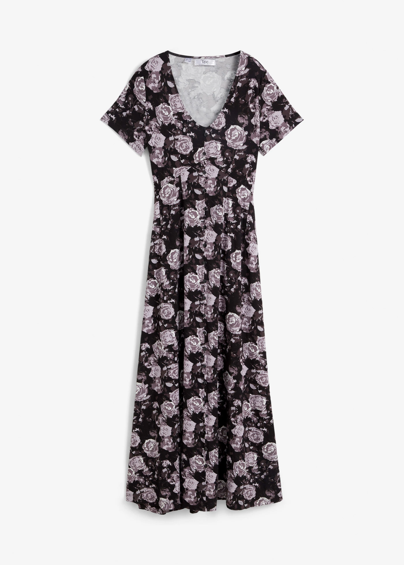 Robe longue et fluide en viscose extensible • noir floral • product-page.page-title-suffix