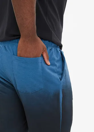 Teplákové bermudy s barevným přechodem • modrá petrolejovo-černá s potiskem plus size • bonprix obchod