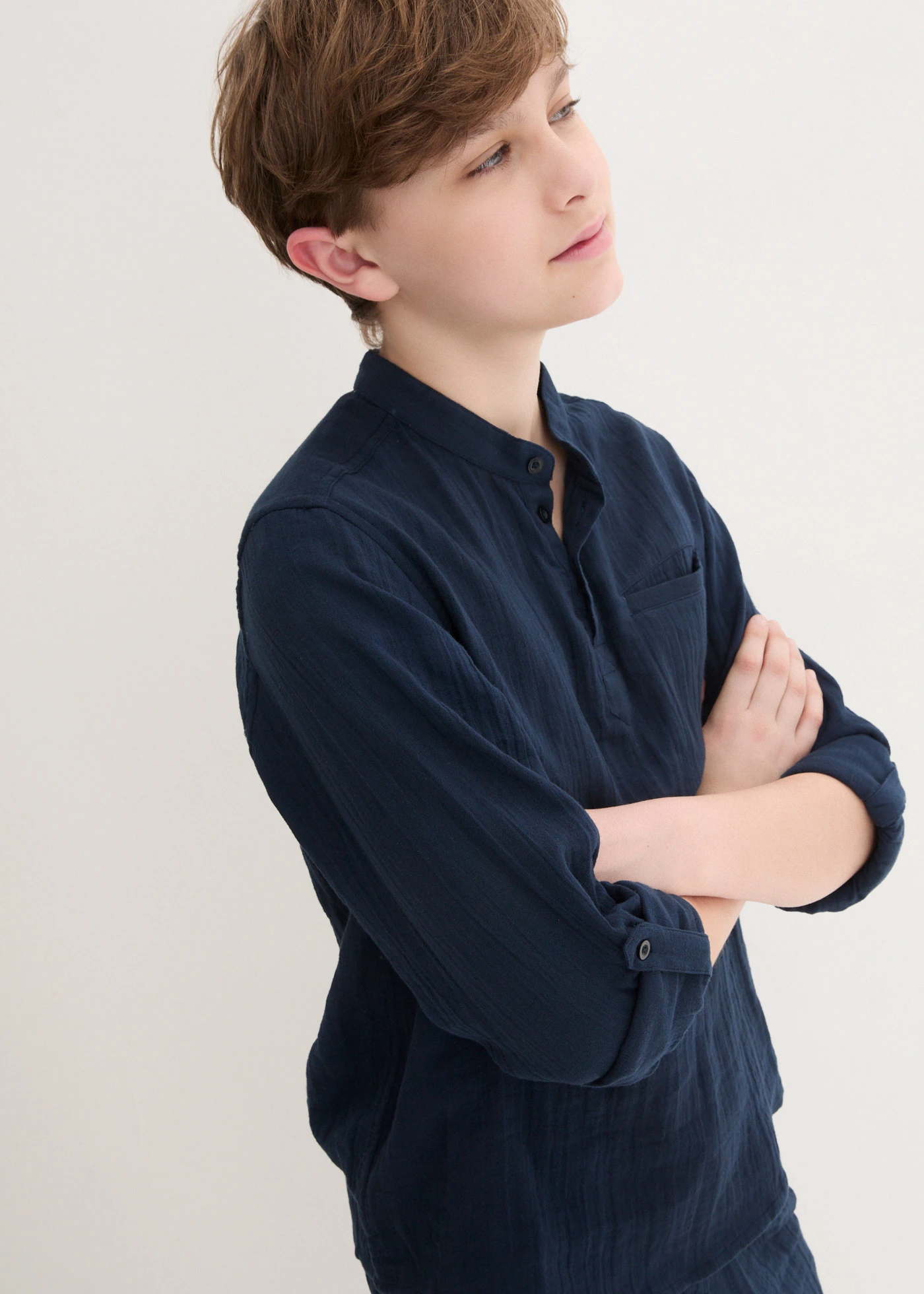 Jongens mousseline overhemd en broek (2-dlg. set) • donkerblauw • bonprix online shop