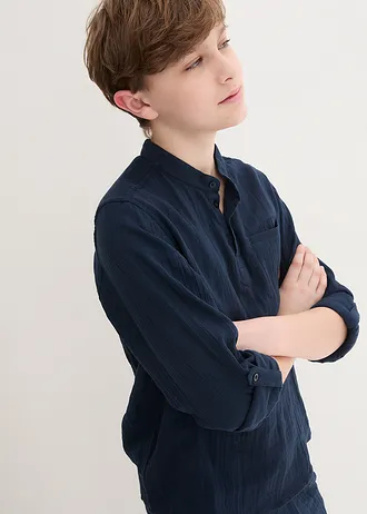 Jongens mousseline overhemd en broek (2-dlg. set) • donkerblauw • bonprix online shop