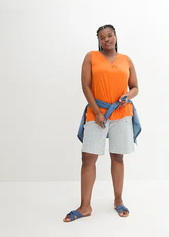 Viskózový top s krajkou, barva: signální oranžová
