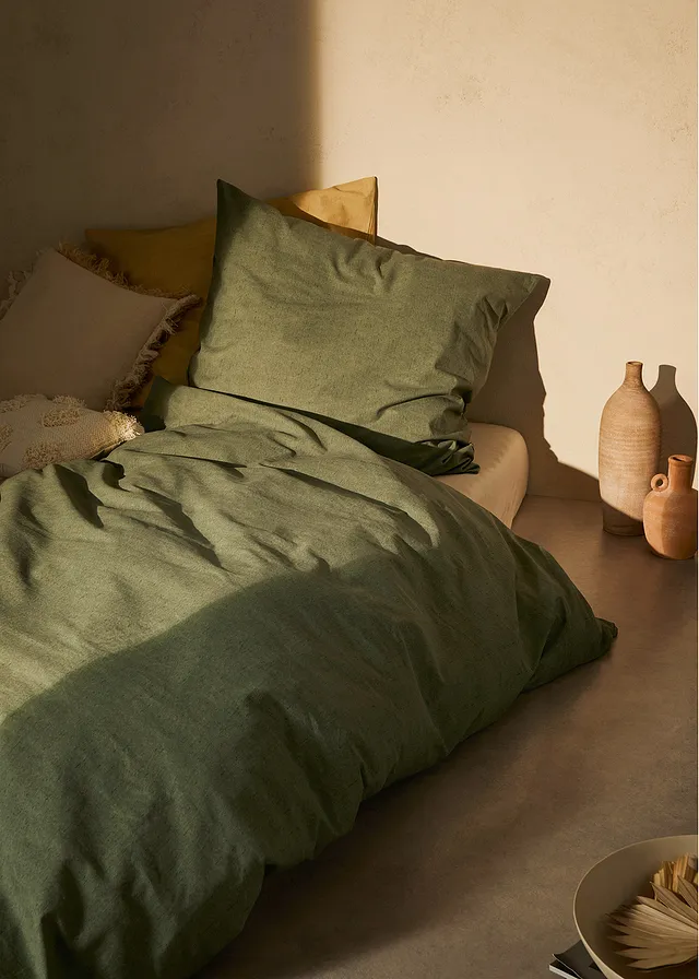 Parure de lit en linon • olive • product-page.page-title-suffix