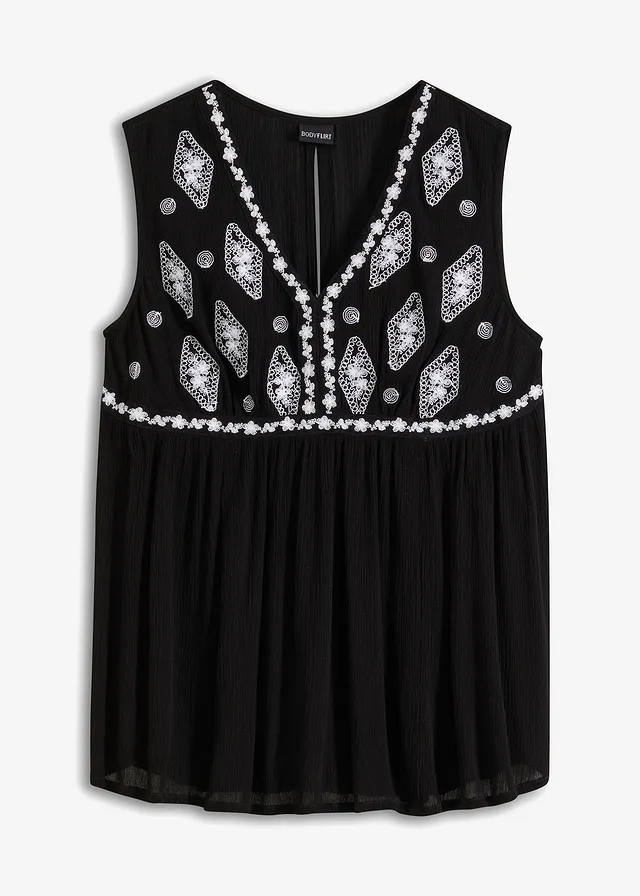 Blouse sans manches en viscose fluide, Couleur: noir