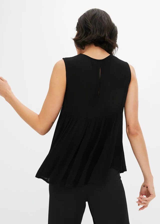 Top-bluză din viscoză fluidă • negru • magazin bonprix