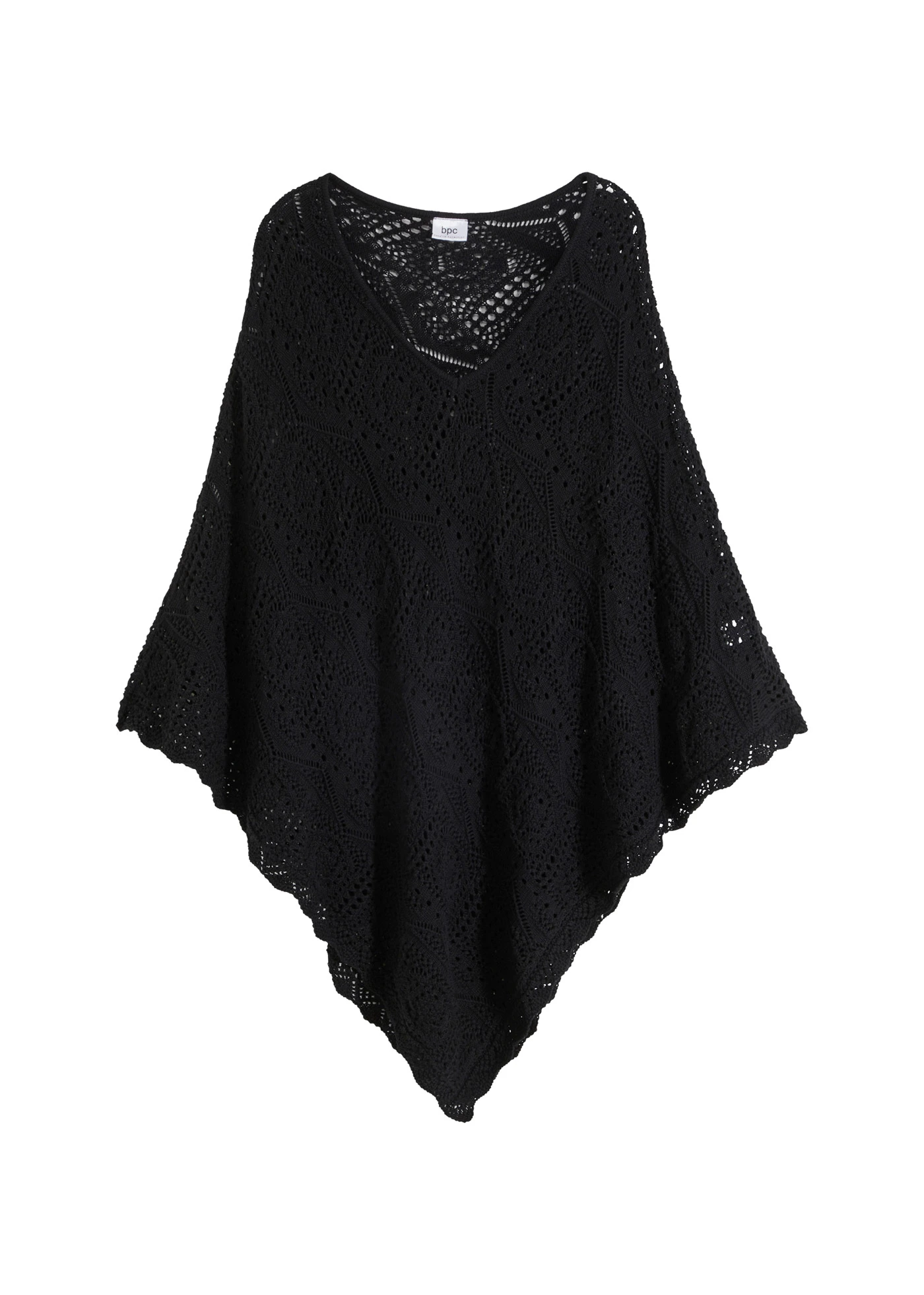 Poncho aspect crochet • noir • Boutique bonprix