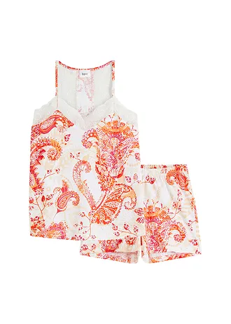 Shortama met spaghettibandjes (2-dlg. set) • crème-dieporanje gebloemd • bonprix online shop