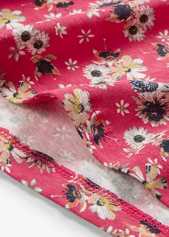 Úpletové šaty s postranními rozparky, z čisté bavlny (2 ks) • ibišková pink s květy + černá • bonprix obchod