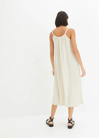 Robe légère à bretelles en crêpe, Couleur: beige galet