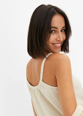 Robe légère à bretelles en crêpe • beige galet • Boutique bonprix