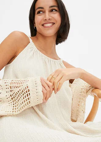 Robe légère à bretelles en crêpe • beige galet • Boutique bonprix