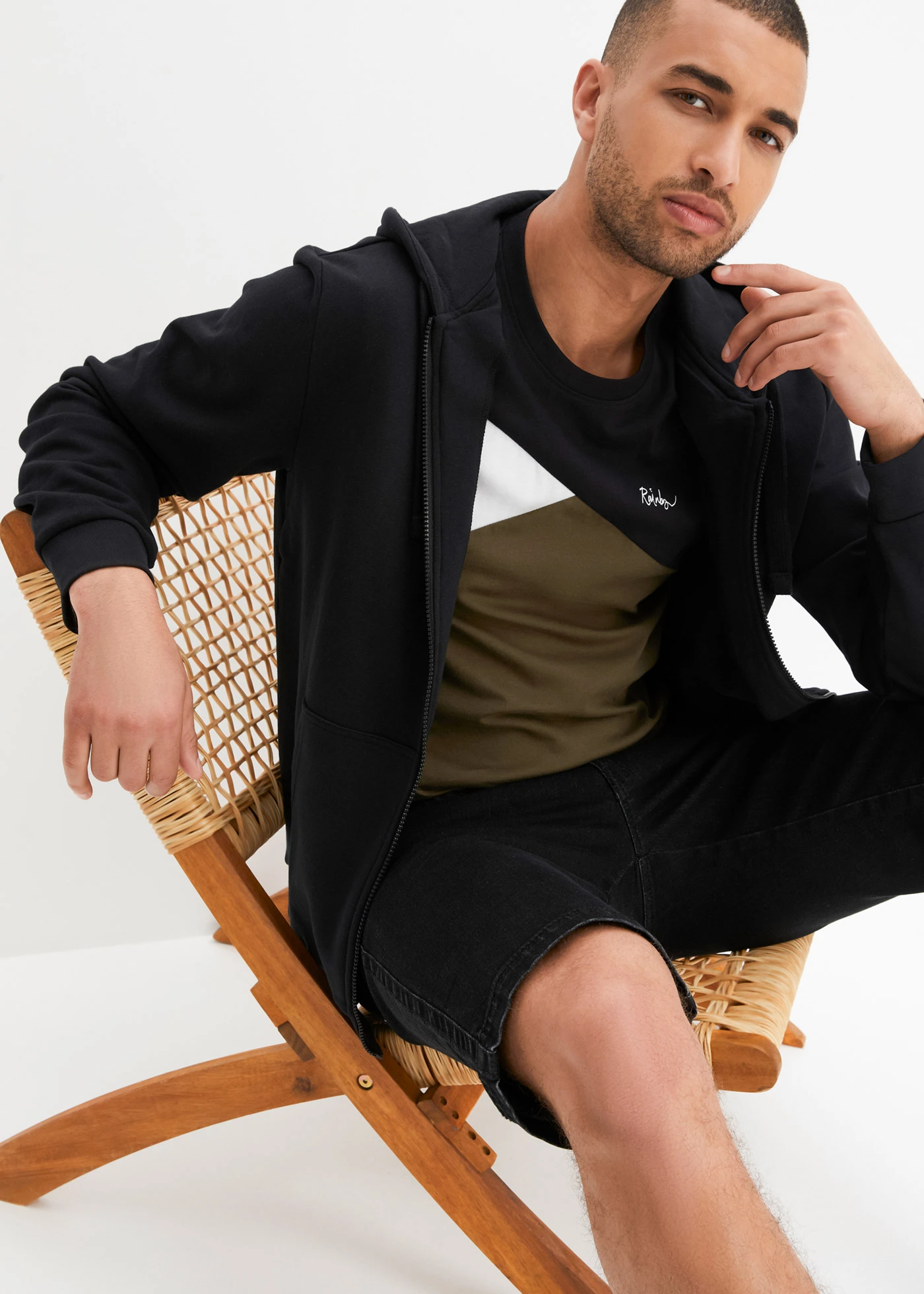 Muscle shirt van biologisch katoen • zwart-donkerolijfgroen-wit • bonprix online shop