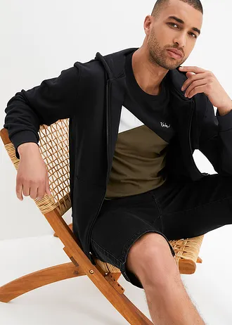 Muscle shirt van biologisch katoen • zwart-donkerolijfgroen-wit • bonprix online shop