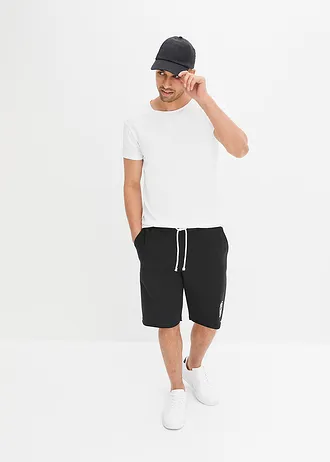 Teplákové bermudy s neobšitými lemy, z organické bavlny, Loose Fit • černá • bonprix obchod