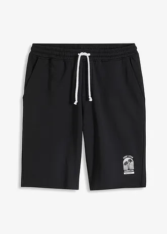 Teplákové bermudy s neobšitými lemy, z organické bavlny, Loose Fit • černá • bonprix obchod