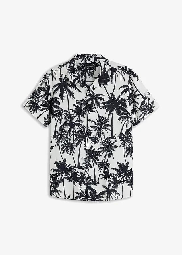 Koszula z krótkim rękawem, z wiskozy, slim fit - Bonprix