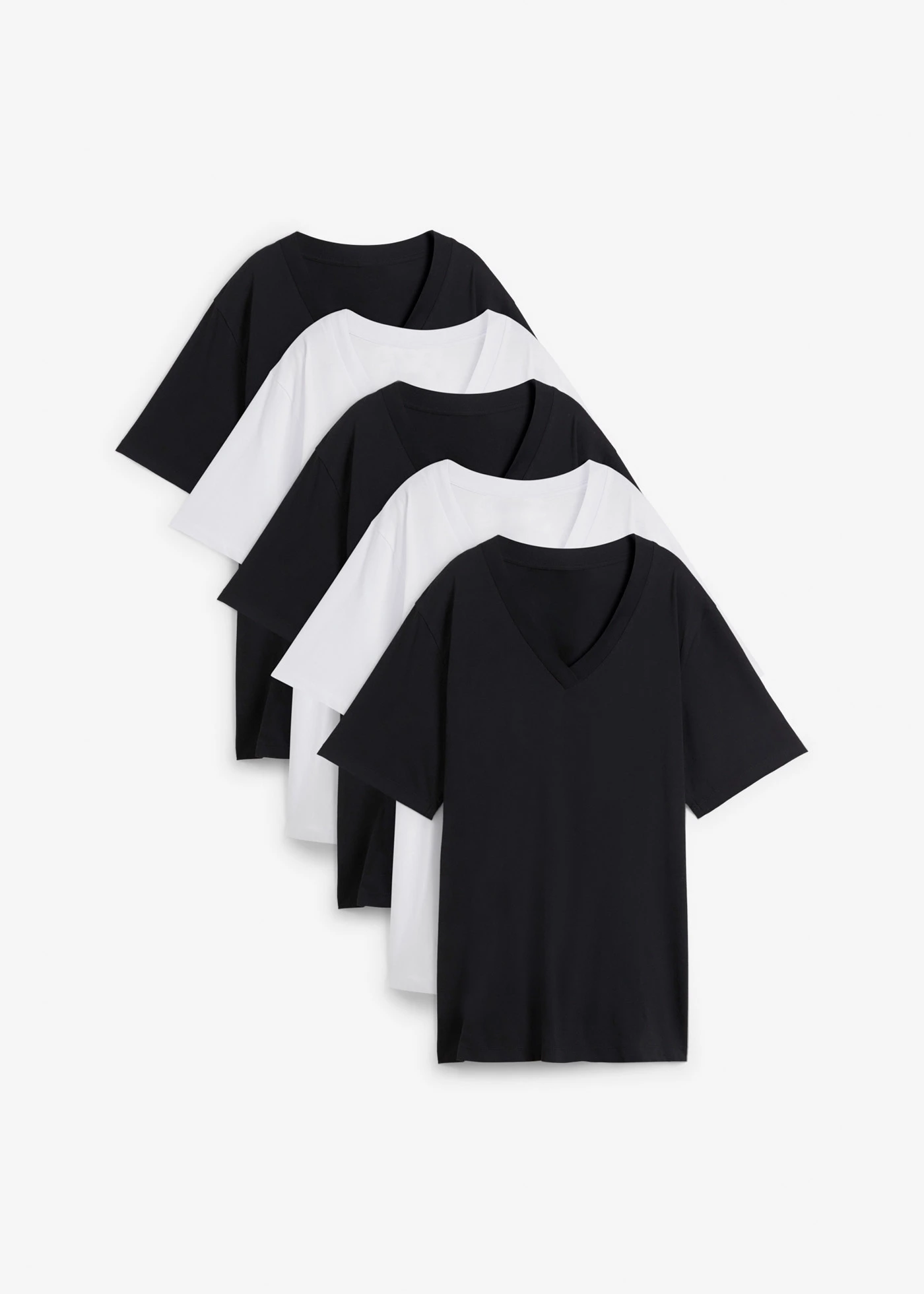 Longshirt (set van 5) • zwart + zwart + zwart + wit + wit • bonprix online shop