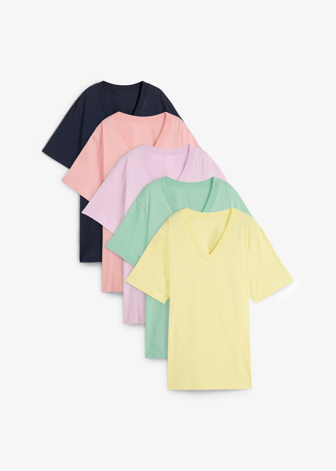 Longshirt (set van 5) • zachtroze + zachtlila + mint + zachtlime + donkerblauw • bonprix online shop