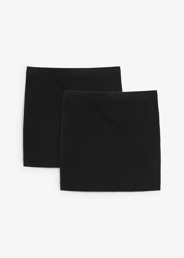 Stretch jersey rok met biologisch katoen (set van 2), Kleur: zwart+zwart
