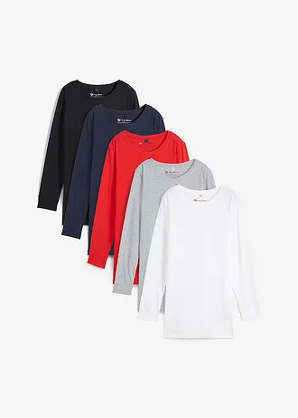 Longshirt met ronde hals, lange mouwen (set van 5)