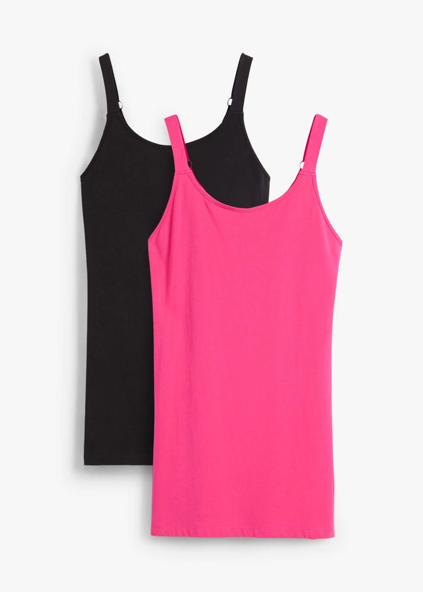 Katoenen longtop met verstelbare schouderbandjes (set van 2) • pinklady-zwart • bonprix online shop