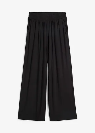 7/8 jersey broek van een soepele viscose-mix, Kleur: zwart