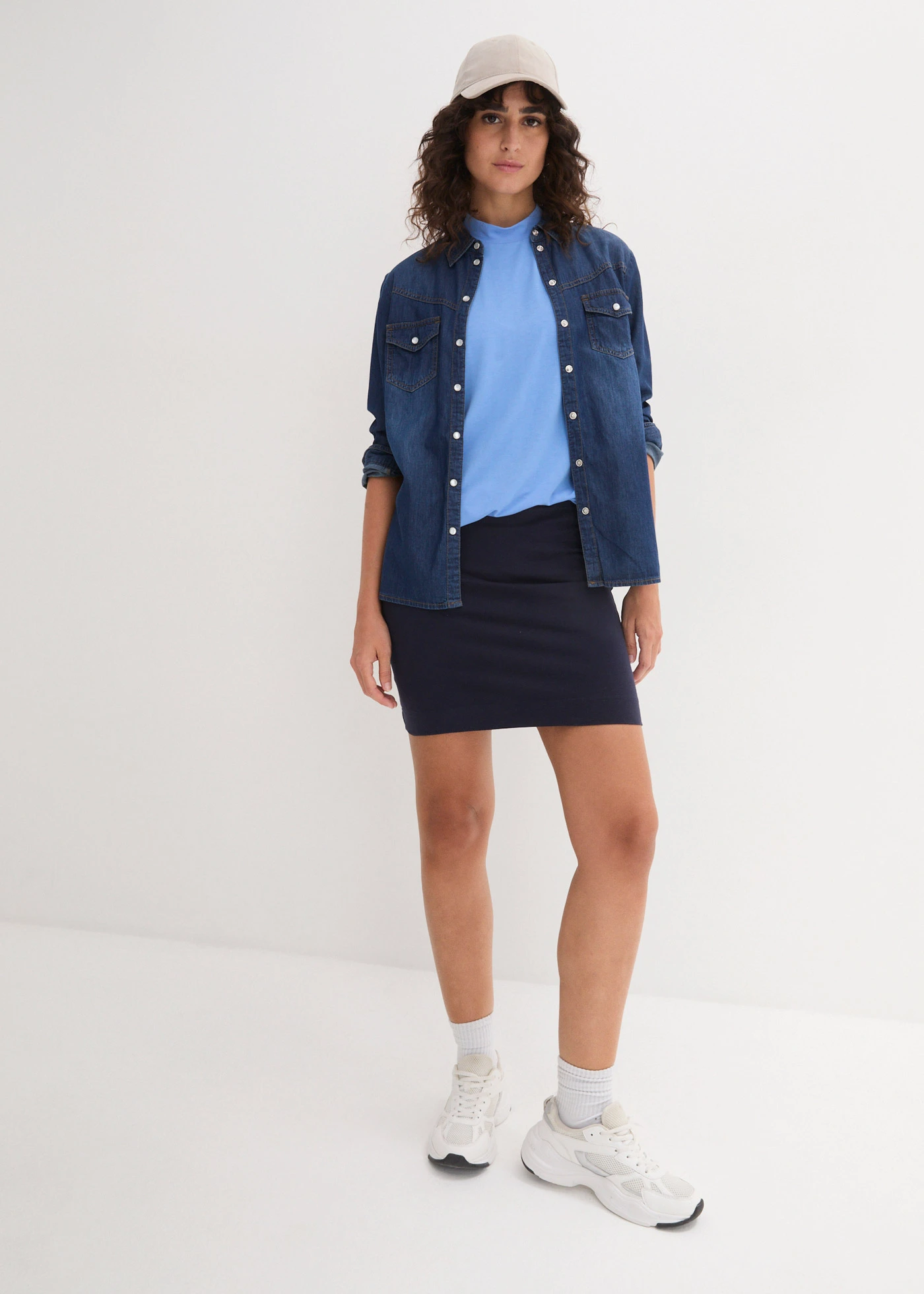 T-shirt van zachte viscose • middenblauw • bonprix online shop