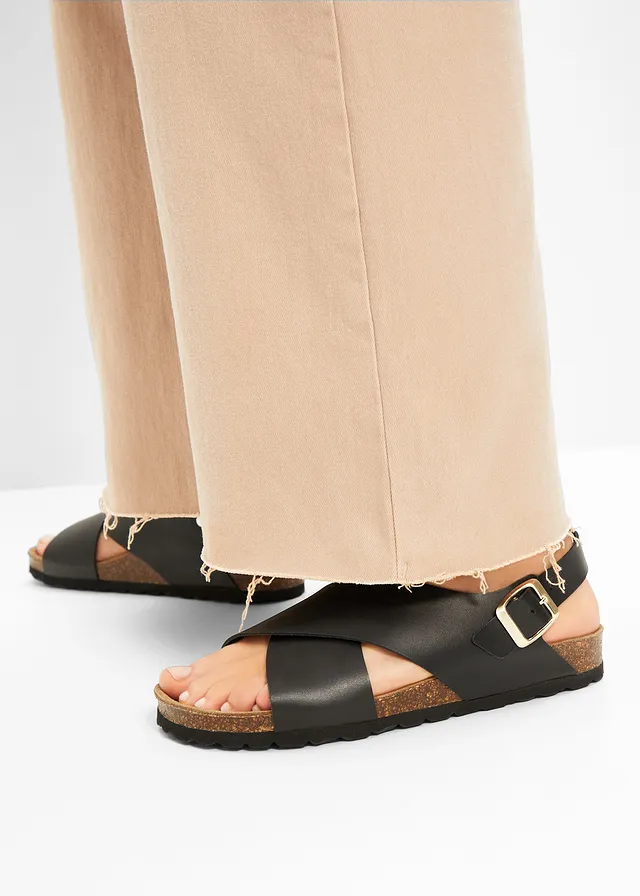 Leren sandalen, Kleur: zwart