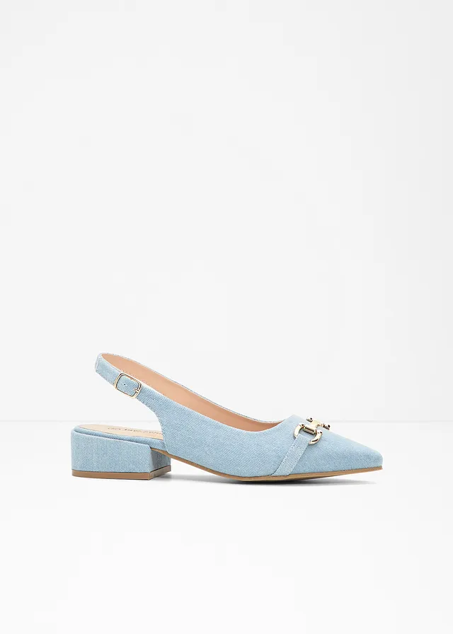 Pantofi sling pumps cu călcâi liber și toc