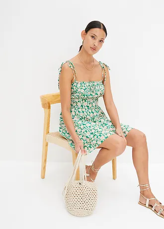 Šaty s potiskem z viskózy • přírodní/zelená/tmavě khaki/hnědozelená s květy • bonprix obchod