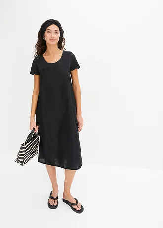 Šaty z lehké směsi se lnem • černá • bonprix obchod
