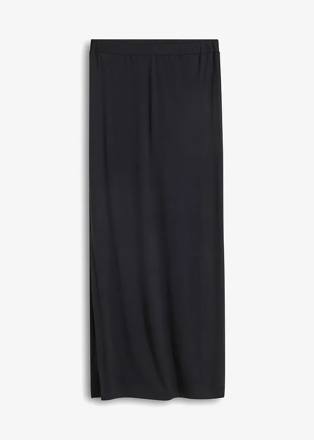 Jupe en jersey viscose fluide, Couleur: noir