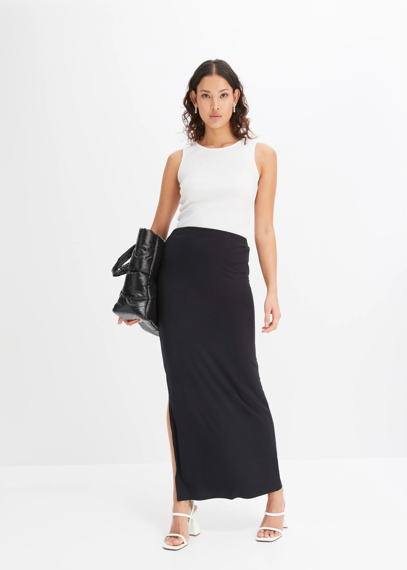 Žerzejová sukně ze splývavé viskózy • černá • bonprix obchod