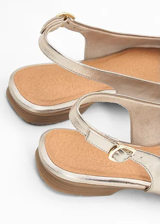 Jana slingback ballerina's in comfortabele wijdte, Kleur: goudkleur