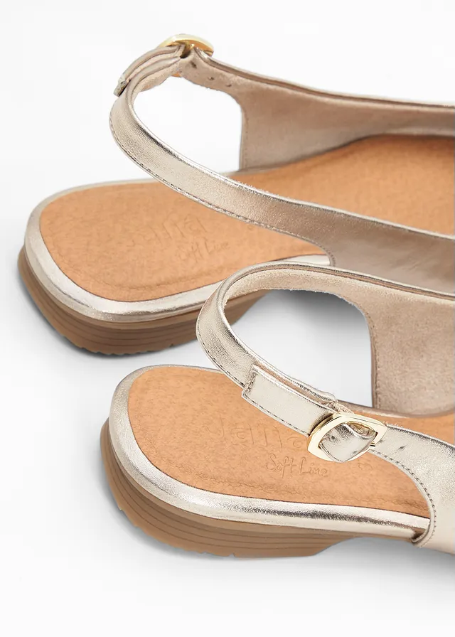 Jana slingback ballerina's in comfortabele wijdte, Kleur: goudkleur