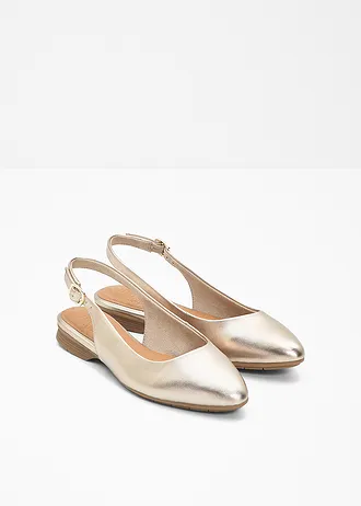 Jana slingback ballerina's in comfortabele wijdte, Kleur: goudkleur