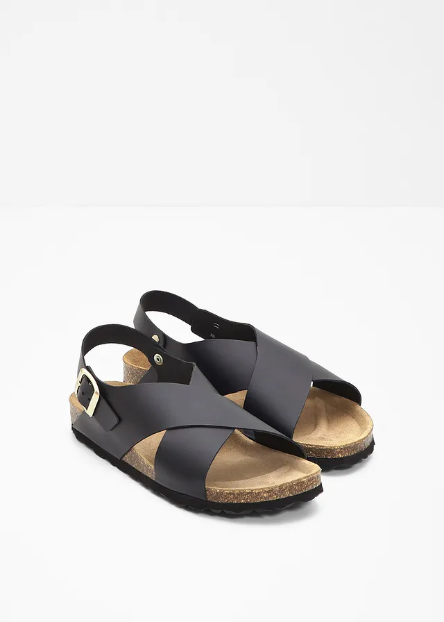 Leren sandalen, Kleur: zwart