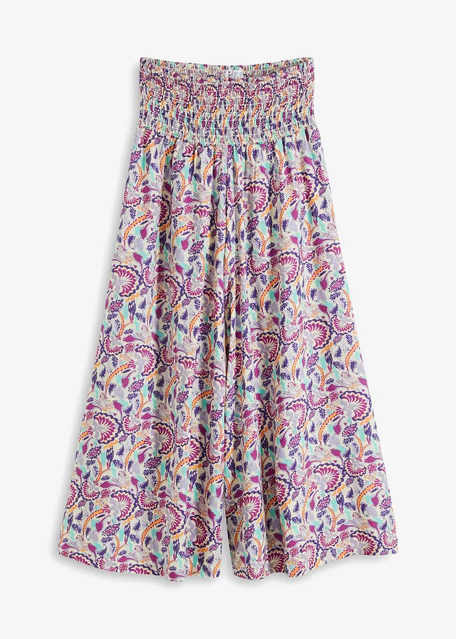 Pantalon palazzo en viscose fluide, Couleur: lavande fumé